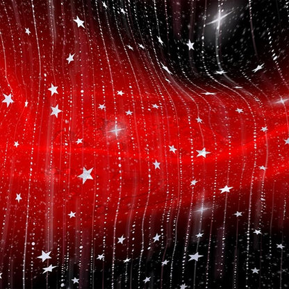 AILONEN White Star Shower Curtain,Starry Sky Waterproof Fabric Shower Curtain Sets for Girls Kids Teens, 60" W*72" H Black and Red Theme Shower Curtain