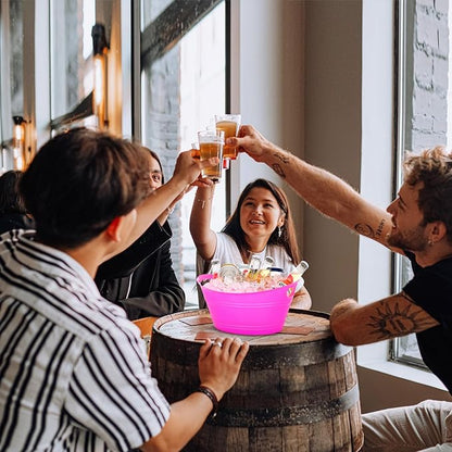 8Pcs Ice Bucket, Plastic Ice Buckets for Parties, Drink Buckets with Handles Beverage Buckets Oval Storage Plastic Tub for Wine Beer Champagne Bottles, 4.3Liter (set-2)