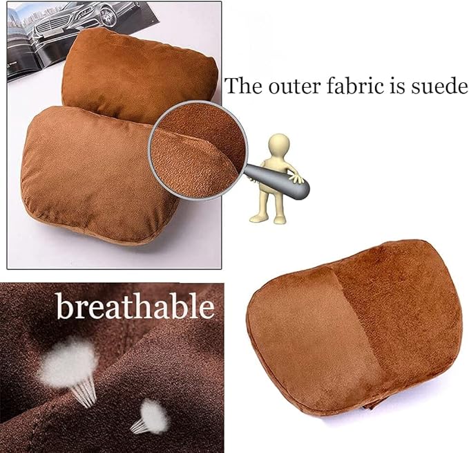 2Pcs Car Neck Pillows for headrests,for Travel Interior Accessories and Suede Support Head Pillows，Balance Neck Pillow Designed to Relieve Neck Pain and Muscle Tension.(Black)