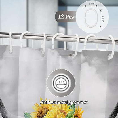 Aimego Stall Small Shower Curtain - Farmhouse Highland Cow Sunflower Rustic Western Country Get Naked Funny Narrow Half Fabric Cloth Bath Shower Curtain Set with 12 Hooks Bathroom Decor, 36"x72"