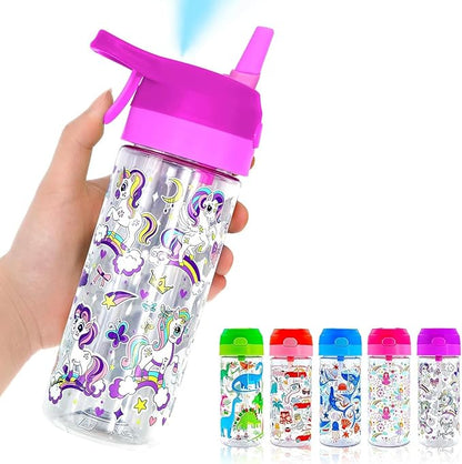 Kids Water Bottle with Spray Mist, 420ml Portable Kids Spray Drinking Bottle for Boys Girls School Cool Down and Hydrate