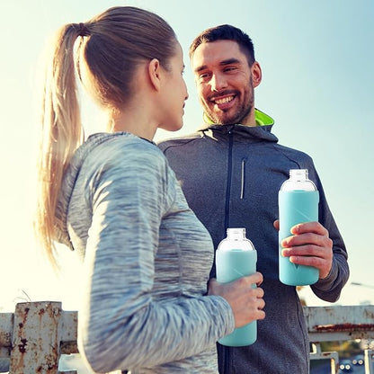 32 oz Borosilicate Glass Water Bottle BPA Free Reusable Glass Drinking Bottle with Silicone Sleeve and Stainless steel Lid