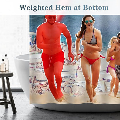 Aimego Stall Small Shower Curtain - Funny Cute Cool Ocean Cat with Weird Adults Beach UFO Fun Narrow Half Fabric Cloth Shower Curtain Set for Bathroom Decor Accessories Bath Curtain, 36"x72"