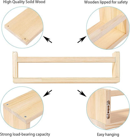 Nursery Floating Shelves for Kids Room, Set of 3 Wall Book Shelves for Kitchen Living Room, Book Shelf Wall Mounted for Baby Kids Bedoom Bathroom (nature, 16inch set 3)