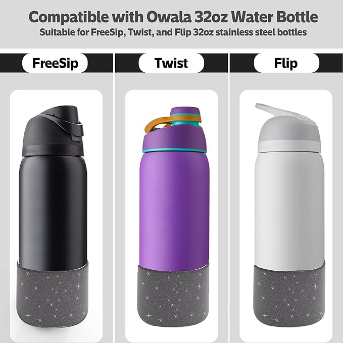 2PCS Silicone Water Bottle Boot for Owala 24oz 32oz 40oz,Anti-Slip Protective Sleeve Bottom Bumper Protector for FreeSip, Twist, and Flip Water Bottles