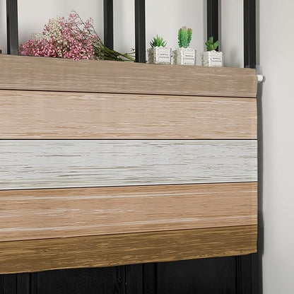 Farmhouse Kitchen Curtains Summer Fall Valances for Windows ,Brown Beach Fall Rod Pocket Country Window Treatment for Kitchen/Living Room/Bedroom/ Bathroom,42" X 18" -1 Panel, Rustic Barn Wood Texture