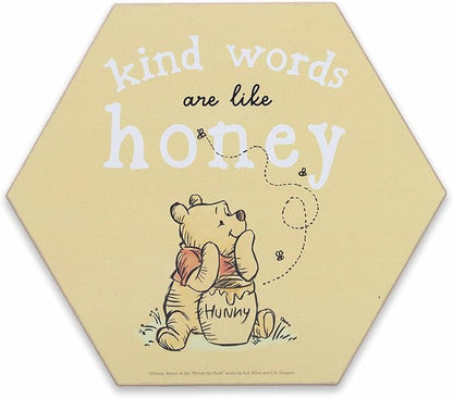 Open Road Brands Disney Winnie The Pooh Kind Words are The Honey Wood Wall Decor - Cute Winnie The Pooh Decoration for Kitchen, Bedroom or Office