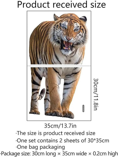 Lifelike Tiger Wall Decal 3D Animals Wall Sticker Safari Wall Decor for Nursery Kid'sroom School Classroom Livingroom Bedroom Bathroom Decoration (Lifelike Tiger)