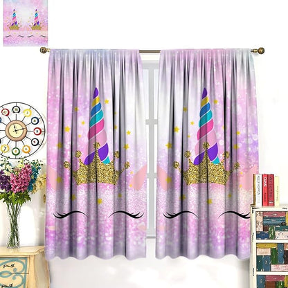 Kids Unicorn Curtains Kids Girls Boys Rainbow Unicorn Pattern Blackout Curtains Bedroom Curtains 42x63 Inches 2 Panels
