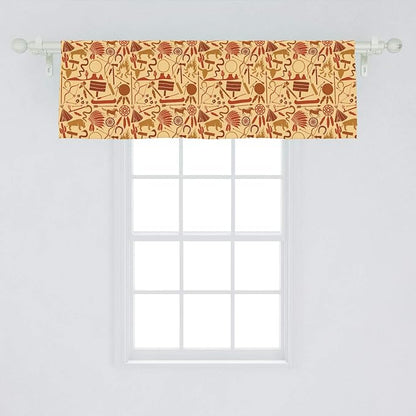 Ambesonne Western Window Valance, Culture Arrow Hatchet Chiefs Hat Snakes Bison Tools, Curtain Valance for Kitchen Bedroom Decor with Rod Pocket, 54" X 18", Orange Redwood