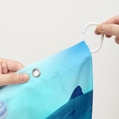 AILONEN 3D Swimming Cat Shower Curtain Set,Coral Bath Curtain for Kids Girls Boys,Sea Animals Ocean Theme Shower Curtain,Cat Lovers Animal Shower Curtains for Bathroom Decor, 72" W*96" H