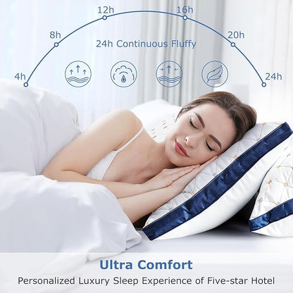 Pillows King Size Set of 2, Luxury Hotel Quality Bed King Pillows, Fluffy Down Alternative Pillows 2 Pack for Sleeping, Soft Gusseted Cooling Pillows for Side, Back or Stomach Sleepers