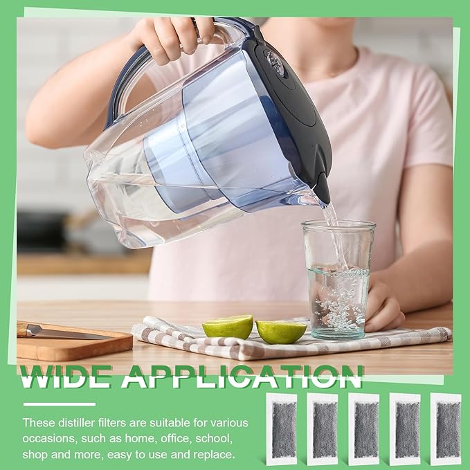 24 Packs Replacement Activated Charcoal Distiller Filters Coconut Shell Activated Carbon Filter Sachets Compatible with Countertop Water Distiller Models