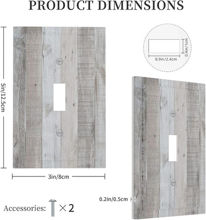 Rustic Grey Wood Shiplap 1 Gang Light Switch Cover Decorative Vintage Country Single Toggle Wall Plate Switchcovers Electrical Switchplate Home Decor for Farmhouse Livingroom Bedroom Kitchen Decor