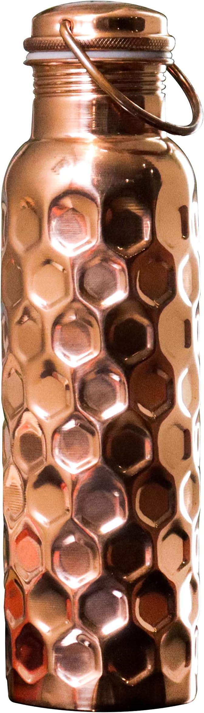 Craft Trade Copper Water Bottle for Drinking 32oz Antique Diamond Pure AyurvedaCopper Water Bottle with Handle Travel Bottle for Gym, Office, Hiking, Outdoor Ayurvedic Hammered Water Vessel-1000 ML