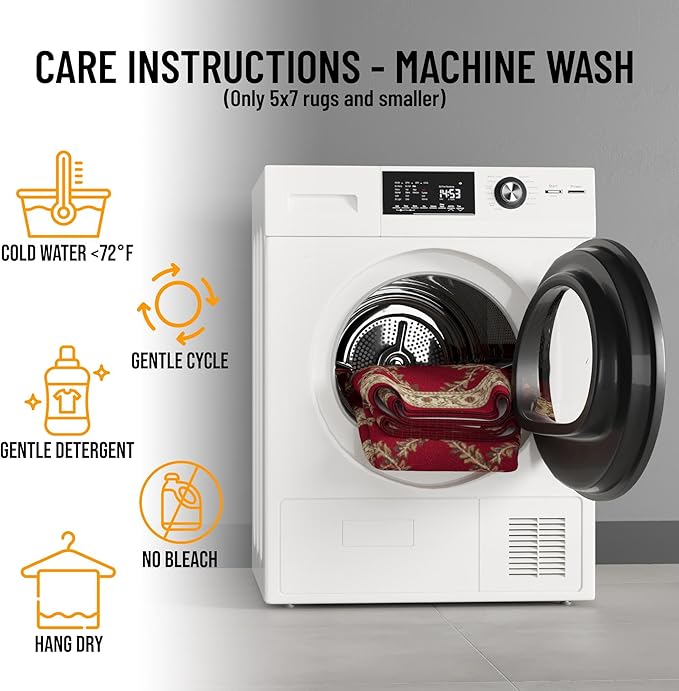 Ottomanson Machine Washable Trellis Design Non-Slip Rubberback 2x7 Modern Runner Rug for Hallway, Kitchen, Living Room, Bedroom, 1'10" x 7', Red Trellis