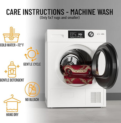 Ottomanson Machine Washable Trellis Design Non-Slip Rubberback 2x7 Modern Runner Rug for Hallway, Kitchen, Living Room, Bedroom, 1'10" x 7', Red Trellis