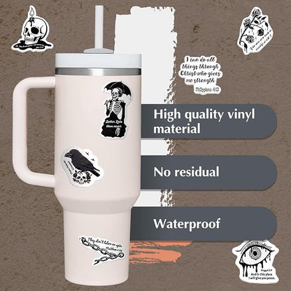 50Pcs Gothic Style Stickers Pack - Dark Aesthetic Vinyl Stickers, Easy to Apply, for Water Bottles, Laptops, Phones, Skateboards, Adults, Teens, Kids