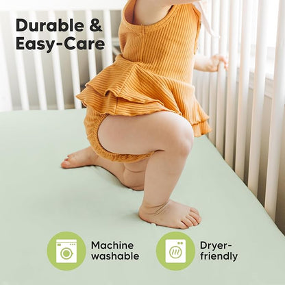 2-Pack Crib Sheets for Boys,Girls - Viscose Derived from Bamboo Fitted Crib Sheet, Organic Baby Crib Sheets, Crib Mattress Sheet,Toddler Bed Sheets,Baby Sheets for Crib Fitted Sheets(Sage)