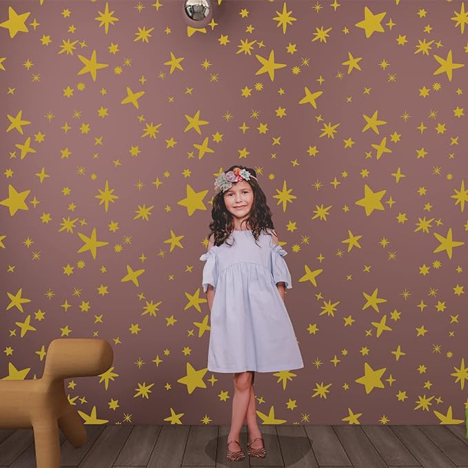 Sparkles and Stars Wall Decals, 300 Stars Wall Sticker, Sparkle Wall Decal, Space Kids Room Decor, Nursery Wall Art, Celestial Wall Stickers(Golden)