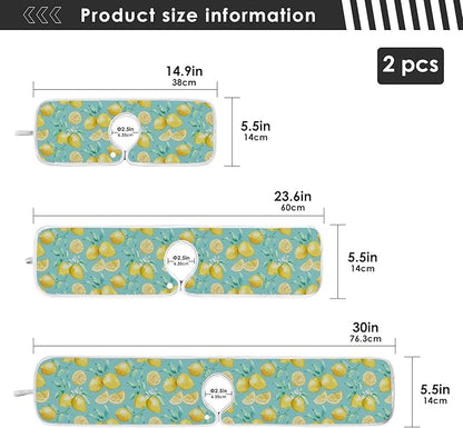 Lemon Turquoise Faucet Water Catcher Mat 2 Pack Flowers Leaves Summer Drying Mat Absorbent Bathroom Faucet Handle Drip Catcher Tray Bar RV Kitchen Sink Splash Guard 30x5 Inches
