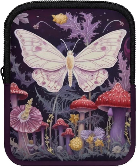 Butterfly Mushroom Gym Cup Pouch with Strap Water Bottle Storage Bag 20oz 40oz IceFlow Tumbler Pouch for Stanley Accessories