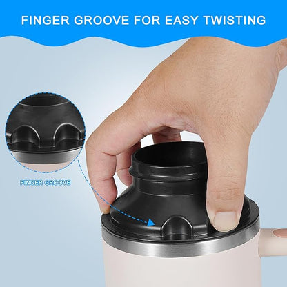 Aobiono Water Bottle Adapter for Stanley 40oz Quencher Tumbler to Cirkul, Lid Cap Converter Accessories, BPA Free Plastic, Food Grade Silicone Gasket Leakproof (Black-2Pcs)