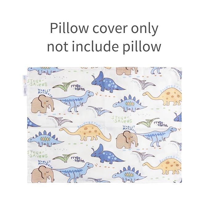 ALVABABY Toddler Pillow Covers Fits 13 x 18,12x 16 Kids Pillow 2 Pack Cotton Sleep Travel Pillowcases with Envelope Baby Children Pillowcase for Boys Girls Dinosaurs 2TPW16