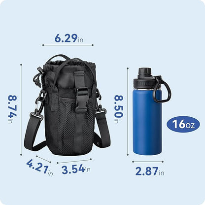 Water Bottle Holder Bag with Adjustable Shoulder Strap,Water Bottle Carrier Bag for Sports Gym Hiking Camping Walking Travel