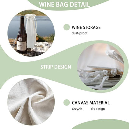 40 Pack Sublimation Wine Bottle Bags Bulk Blank Wine Bottle Gift Bags with Drawstrings Canvas Wine Bags for DIY Heat Transfer Vinyl Halloween Christmas Wedding