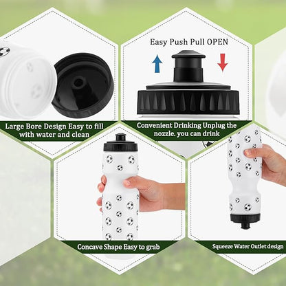 4 Pcs Soccer Party Favors Sports Drawstring Bag 24 oz Soccer Reusable Water Bottles Sports Water Bottle for Sporting Cycling Working Traveling Gym Outdoor