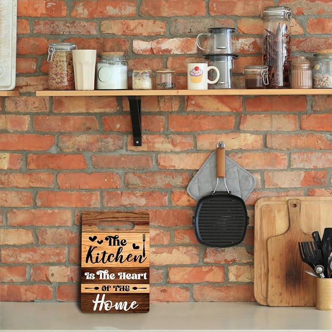 The Kitchen Is the Heart of the Home Cutting Board Gifts, Wood Cutting Boards for Kitchen, House Warming Gifts New Home, Kitchen Wall Art, Christmas Birthday Gifts for Women Mom Grandma 8 x 12 Inch