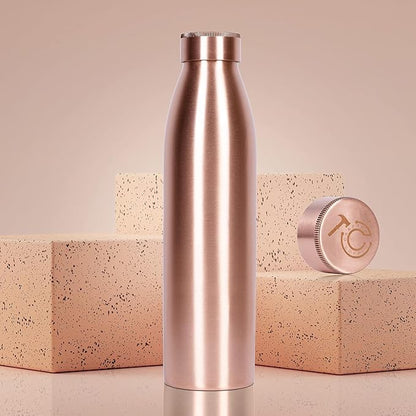 34 Oz Extra Large Smooth Finish 100% Pure Copper Water Bottle For Drinking | Leak Proof Design And Carrying Pouch | Drink More With Healthy Benefits Immediately