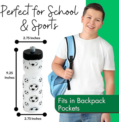 50 Strong Kids Water Bottle | 22 oz. BPA- Free Sports Squeeze Water Bottles with Pull Top Cap |Perfect Water Bottle for School | Reusable & Durable for Boys & Girls | Made in USA (Soccer)