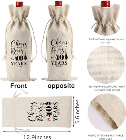 40th Birthday Decorations for Women Her Him, 40th Birthday Gifts for Women Wine Bag, 40 Years Old Birthday Wine Gifts Bag, Forty Birthday Gifts for Women Her Sister Friends Wine Gift Bag