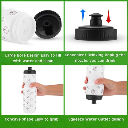 2 Pcs Baseball Party Favors Sports Drawstring Bag 24 oz Baseball Reusable Water Bottles Sports Water Bottle for Sporting Cycling Working Traveling Gym Outdoor