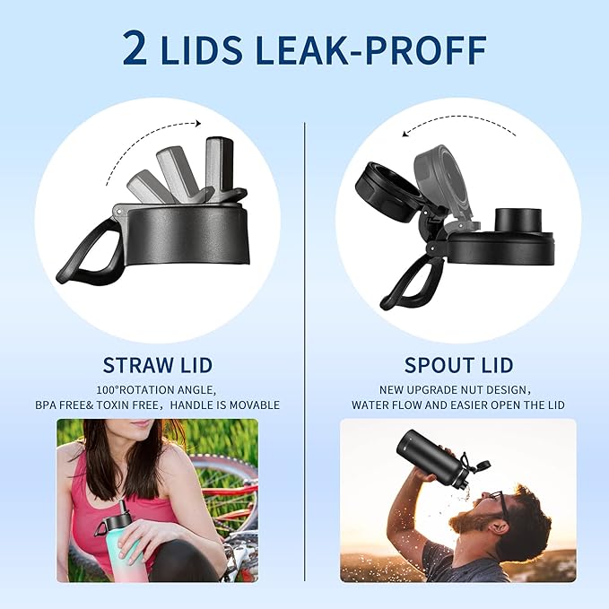 32 oz Insulated Water Bottle with Paracord Handles & Strap, 2 Lids(Straw Lid&Spout Lid), Stainless Steel Reusable Wide Mouth Metal Water Bottle With Straw, Double Walled, Thermo Mug(Rubber Pink)