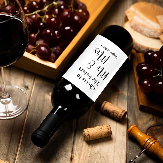 24 Pcs Mr And Mrs Wine Labels, Wedding Shower Gifts, Mr And Mrs Bridal Shower Wedding Engagement Party Decorations Gifts Wine Label, Cheers To The Future Mr And Mrs Wine Bottle Labels