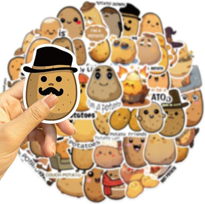 50PCS Funny Stickers Potato Stickers Cute Cartoon Vinyl Waterproof Stickers for Laptop,Bumper,Skateboard,Water Bottles,Computer,Phone, for Kids,Teens,Adult, Watcr
