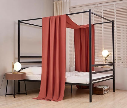 Akiky Montessori Floor Bed Canopy Curtains Linen Canopy for Kids House Bed Canopy Scarf for Toddler Adult Bed Frame Canopy Panel Nursery Room Decor (Twin,Terracotta)