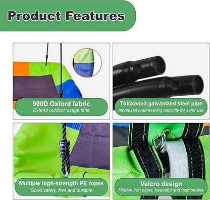 60" Platform Tree Swing, Waterproof Flying Swing Seat, 720lbs Weight Capacity, with Adjustable Hanging Straps, Swing Sets for Backyard, for Indoor and Outdoor Playground