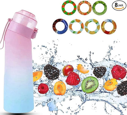 650ml Air Water Bottle with 7 Flavour Pods | BPA Free, Scented, 0 Sugar, 0 Calorie, Sports Water Bottles | Drinking Fruit Fragrance Cup for Fitness, Outdoor, Gym | Starter set (Pink Blue)