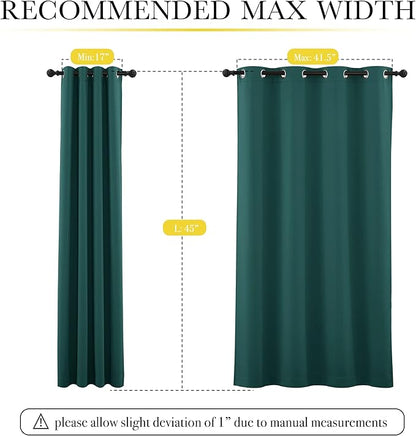 NICETOWN Small 100% Blackout Curtains with Same Color Liners, Thermal Insulated 2-Layer Lined Drapes, Energy Efficiency Window Draperies for Dining Room (Emerald Green, 2 PCs, 52-inch W by 45-inch L)