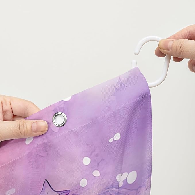 AILONEN Lovely Octopuses Shower Curtain Set, Red Cartoon Octopus Waterproof Fabric Shower Curtain for Bathroom,Watercolor Nautical Anchor Theme Cloth Bath Curtain with Hooks,72" Wx96 H