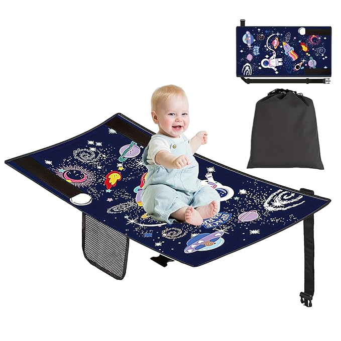 Airplane seat Extender for Kids，Airplane Bed for Toddler,Toddler Airplane Travel Essentials-Portable Toddler Travel Plane Bed, Toddler Airplane Bed Must Haves for Kids Baby