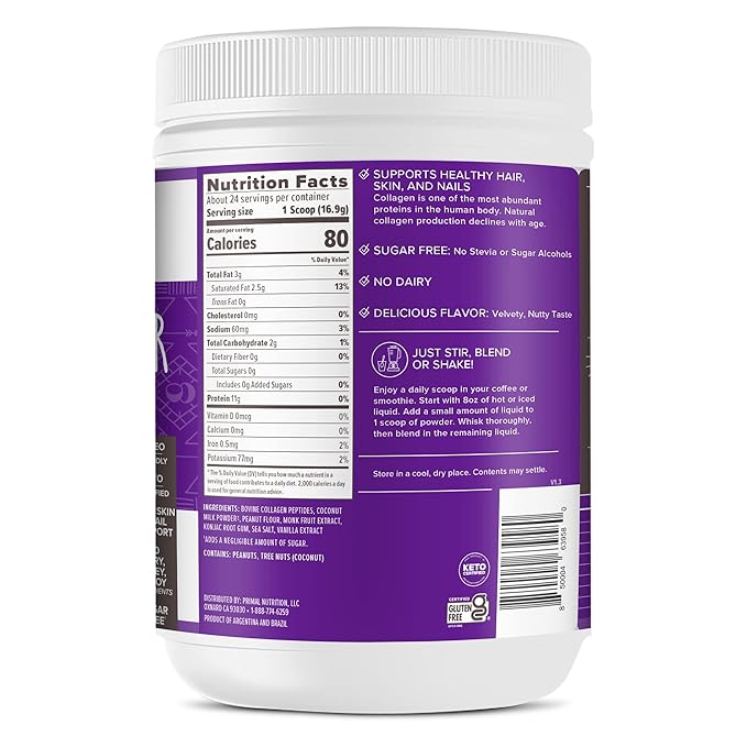 Primal Kitchen Peanut Butter Flavor Collagen Fuel® Drink Mix, Collagen Peptides, No Dairy, 14.3 Ounces