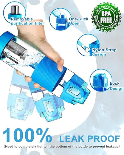 Alkaline Water Bottle 22oz Minerals Filtered Reduce ORP Ph Water Filter Alkaline 9.5, Alkaline Water Filter Bottle for Sports,Camping
