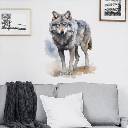 Waterproof Removable Vinyl PVC Wolf Safari Animal Wall Decal Wall Sticker for Nursery School Classroom Livingroom Bedroom Bathroom Decor Peel Stick Art Wallpaper Stickers,Room Decals