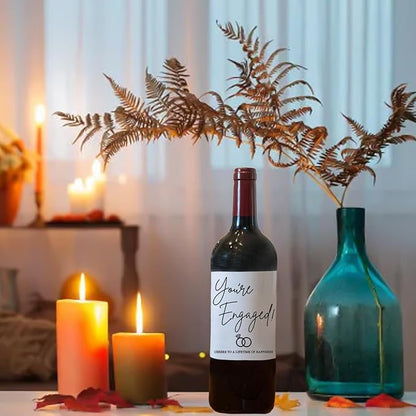 24 Pcs Engagement Wine Labels Engagement Gifts for Couples Her Engagement Party Decorations Gifts for Engaged Couple Wine Bottle Stickers, Pairs Well with Getting Engaged Wine Bottle Labels
