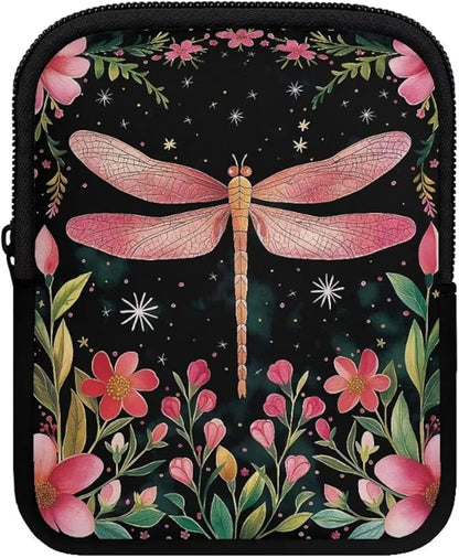 Dragonfly Flower Stanley Cup Pouch with Adjustable Strap Water Bottle Storage Bag 20oz-40oz IceFlow Tumbler Pouch for Stanley Accessories